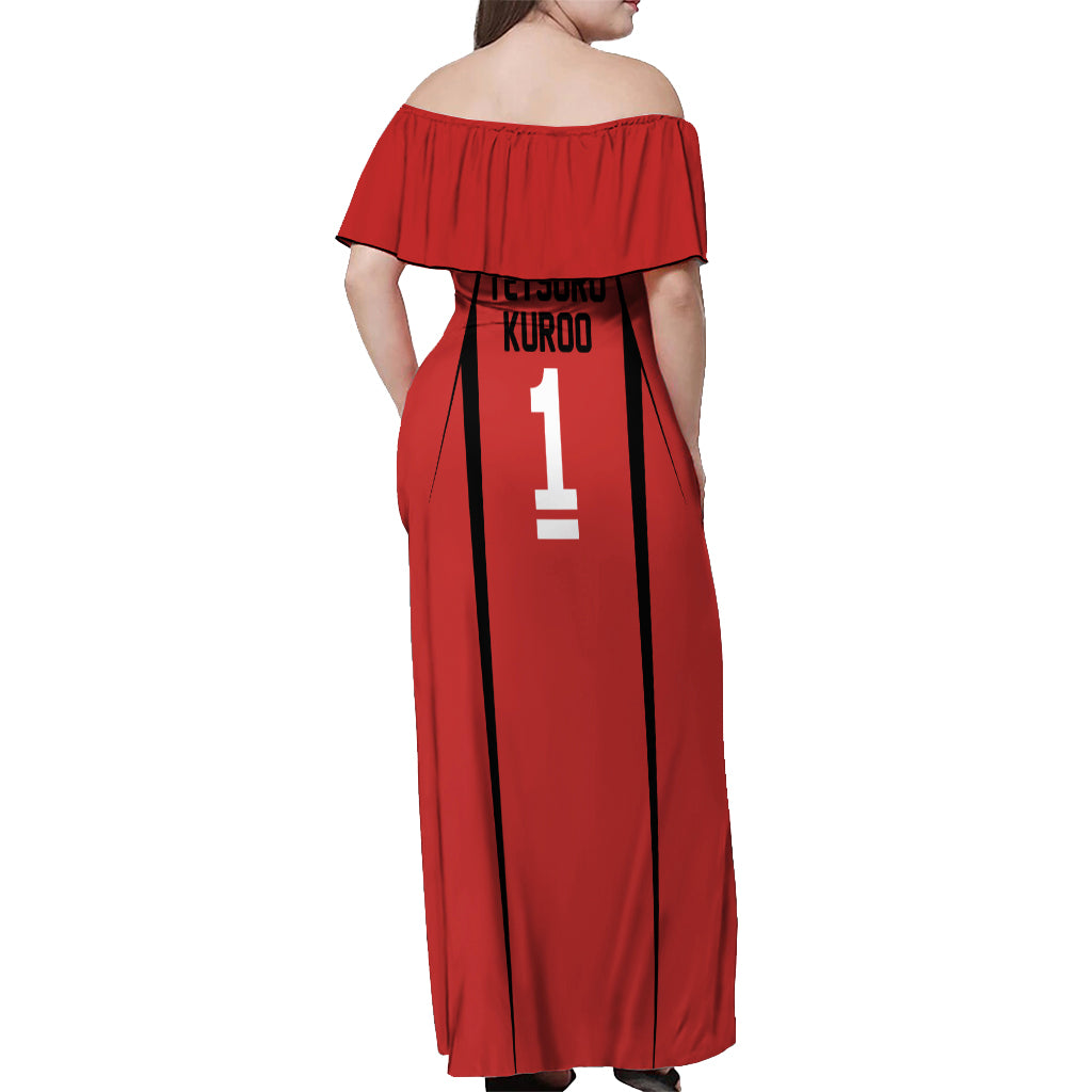 Nekoma Tetsuro Kuroo - Number 1 Uniform Anime Off Shoulder Maxi Dress