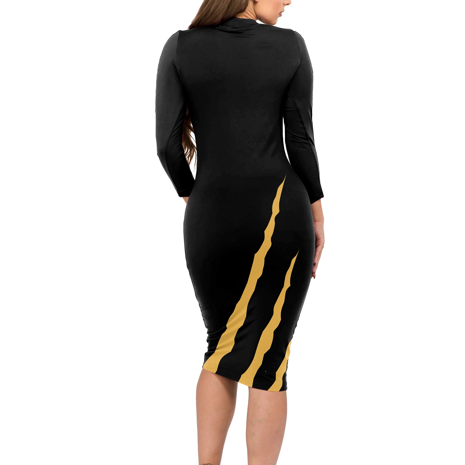 MSBY Black Jackal Long Sleeve Bodycon Dress