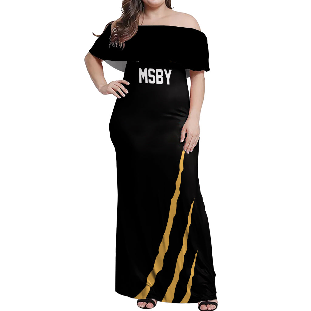 MSBY Black Jackal Off Shoulder Maxi Dress