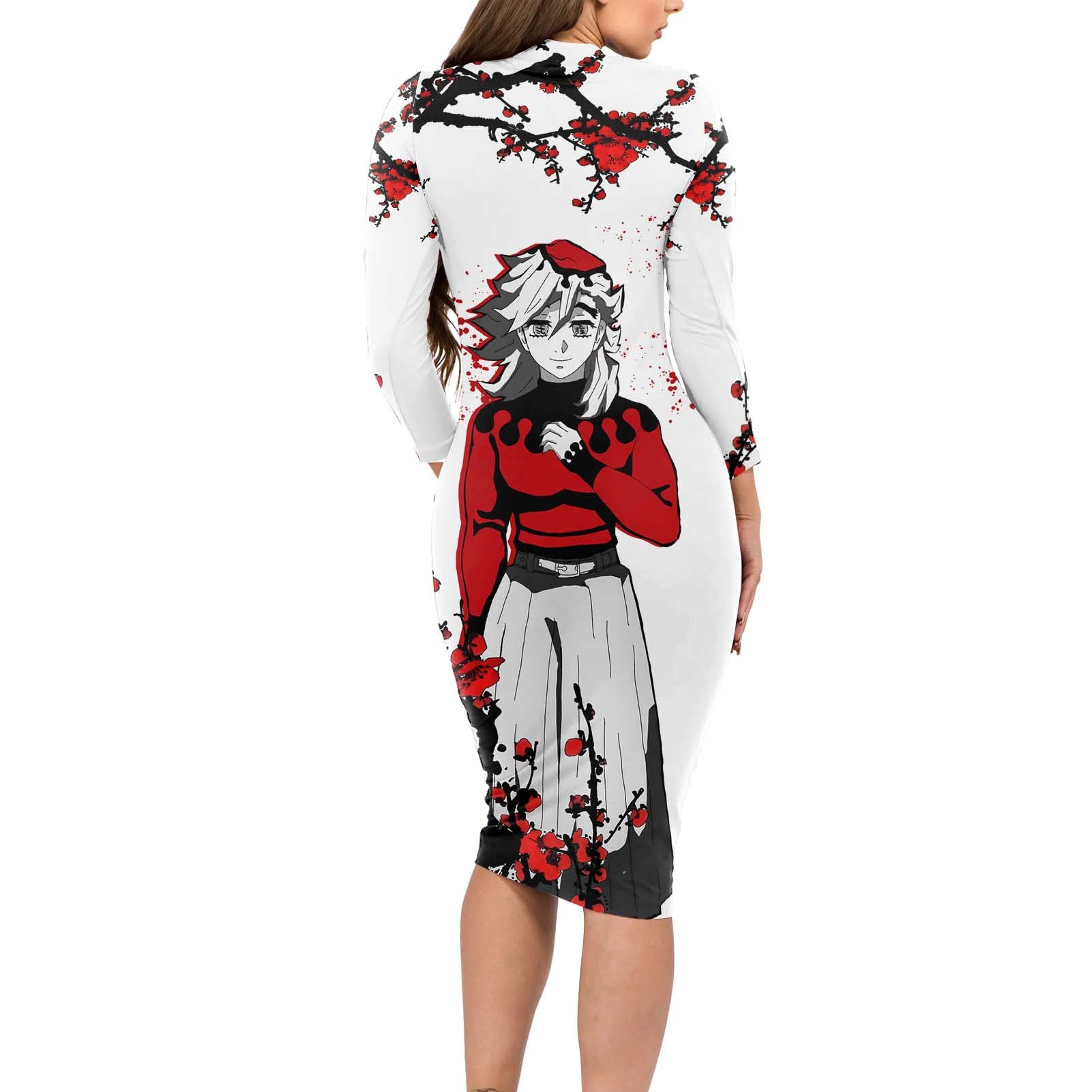 Doma - Demon Slayer Long Sleeve Bodycon Dress Anime Japan Style