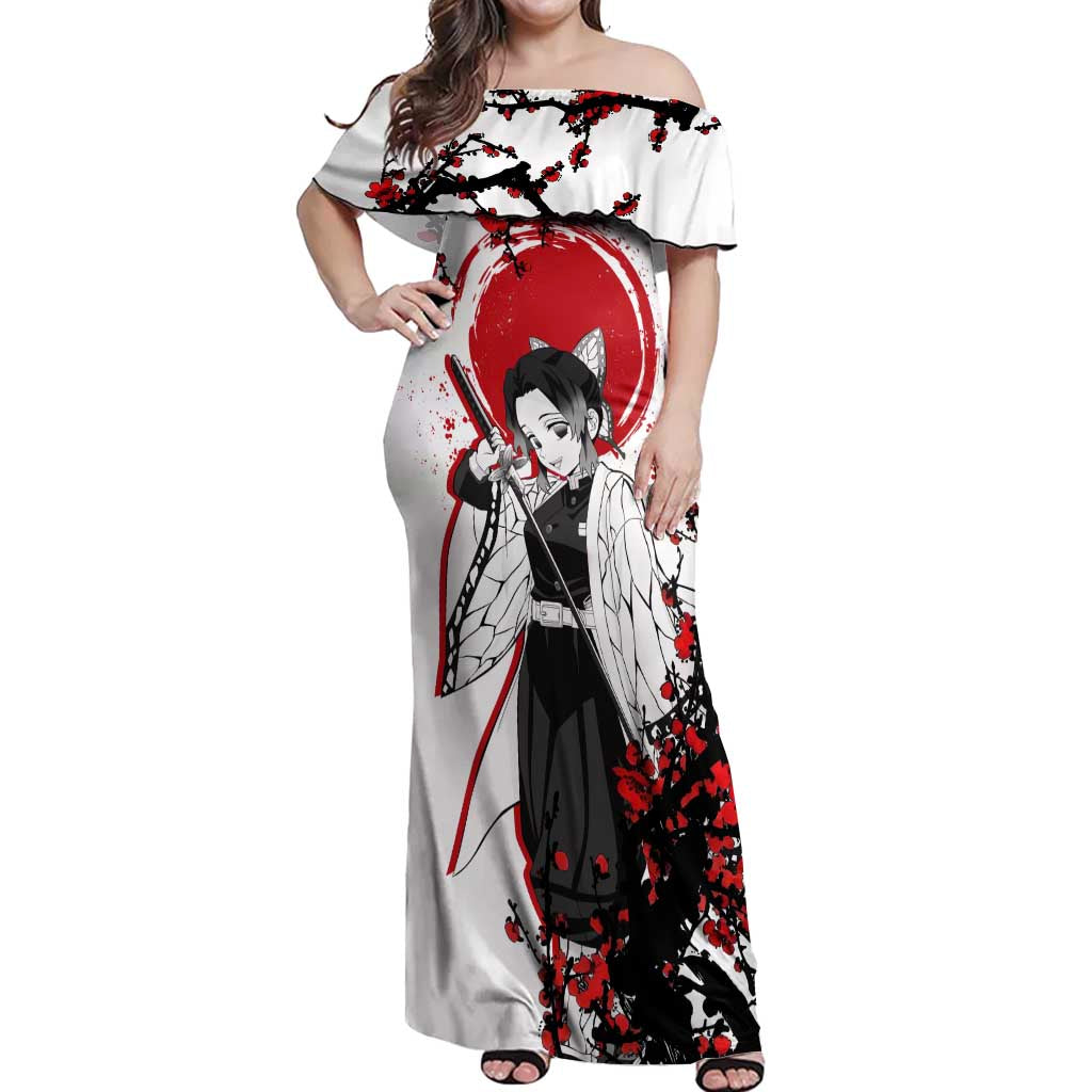 Shinobu Kocho - Demon Slayer Off Shoulder Maxi Dress Anime Japan Style