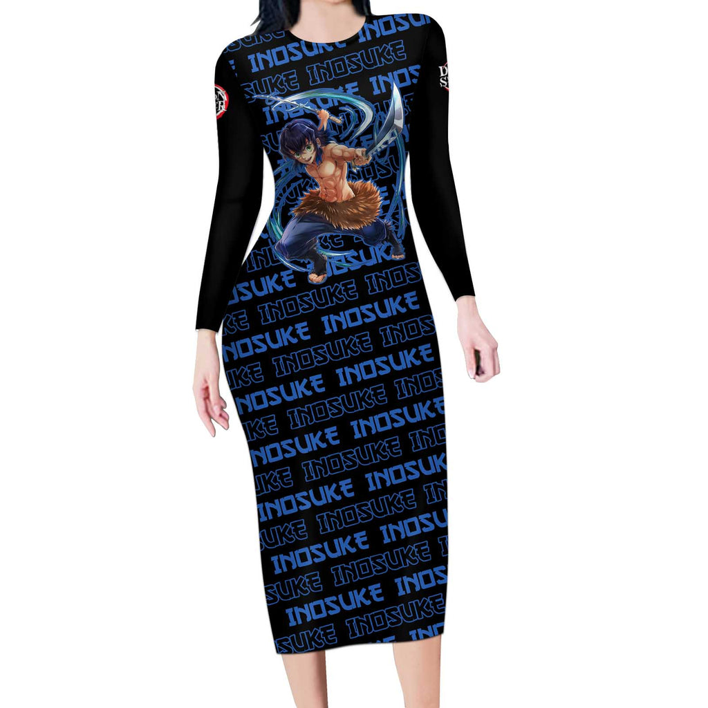 Inosuke Hashibira - Demon Slayer Long Sleeve Bodycon Dress Anime Japan Style