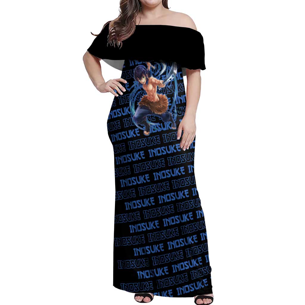 Inosuke Hashibira - Demon Slayer Off Shoulder Maxi Dress Anime Japan Style