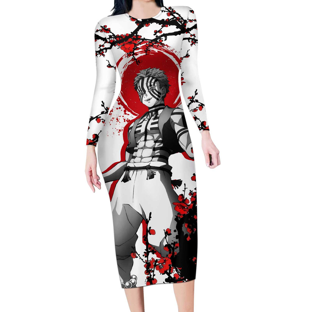 Akaza - Demon Slayer Long Sleeve Bodycon Dress Anime Japan Style