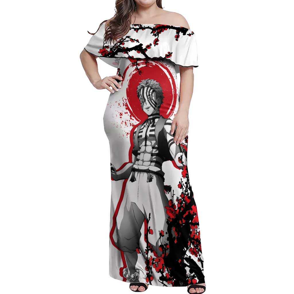 Akaza - Demon Slayer Off Shoulder Maxi Dress Anime Japan Style