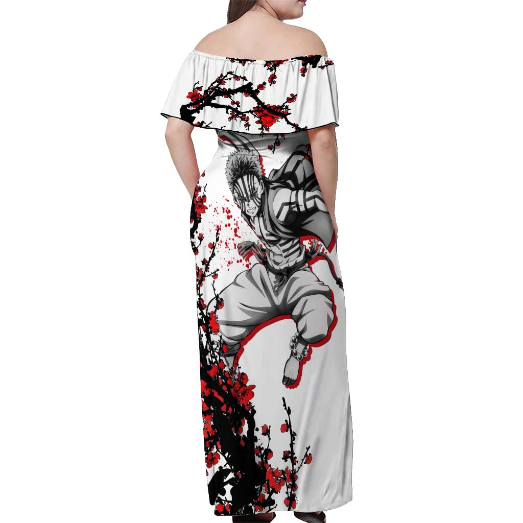Akaza - Demon Slayer Off Shoulder Maxi Dress Anime Japan Style