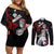 Akaza - Demon Slayer Couples Matching Off Shoulder Short Dress and Long Sleeve Button Shirt Anime Japan Style