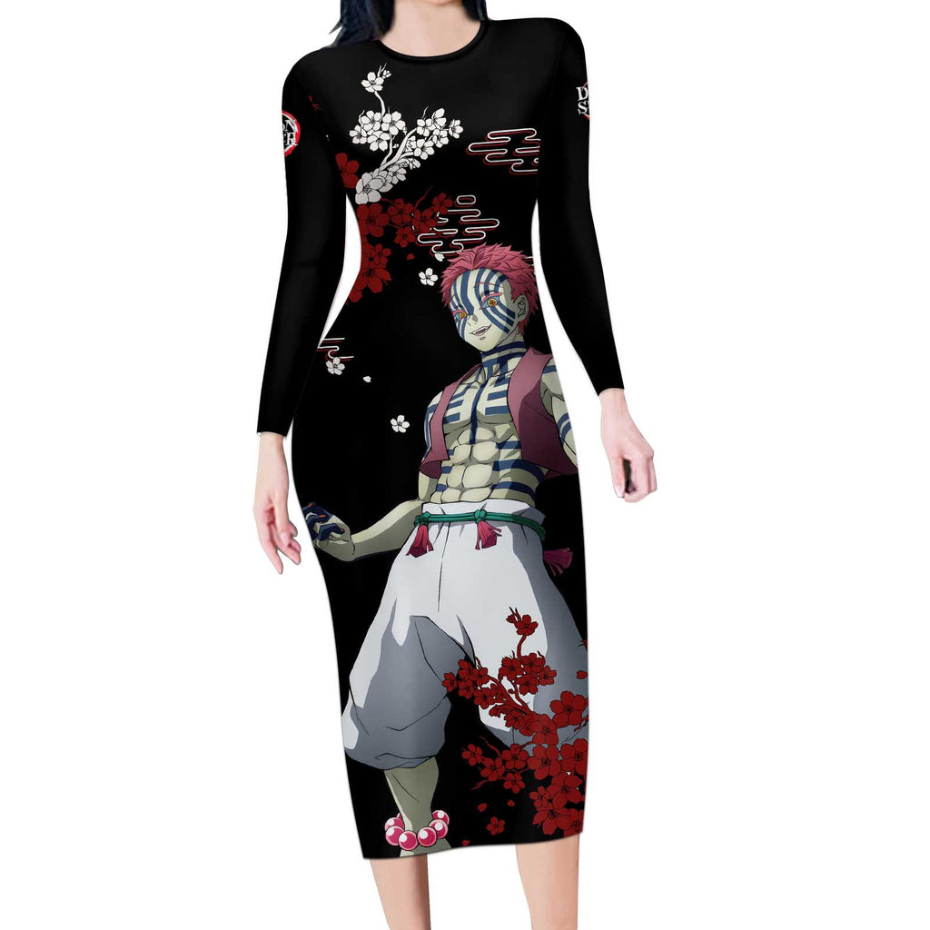 Akaza - Demon Slayer Long Sleeve Bodycon Dress Anime Japan Style