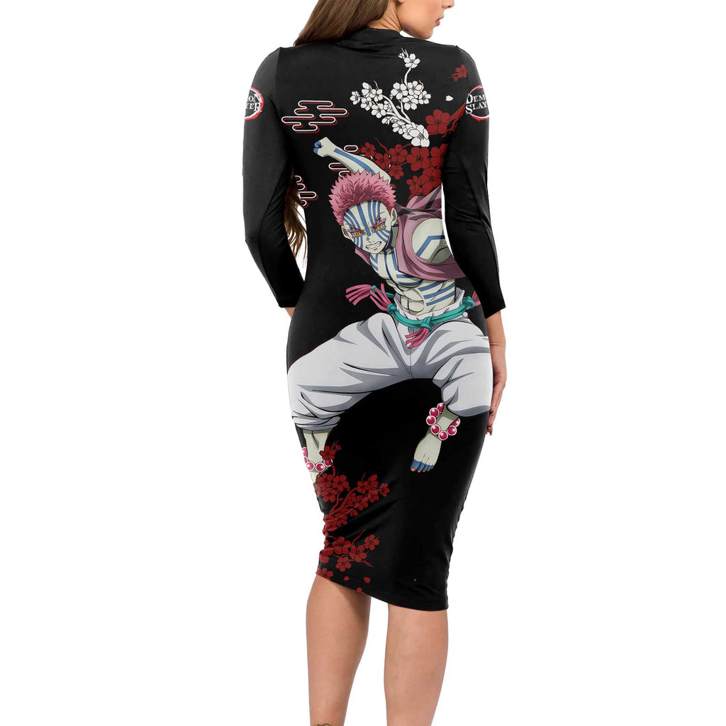 Akaza - Demon Slayer Long Sleeve Bodycon Dress Anime Japan Style