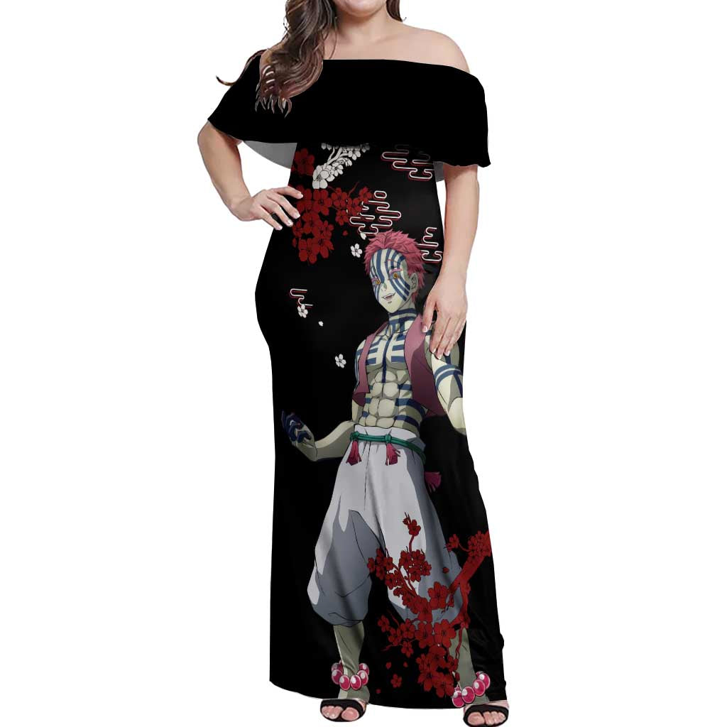 Akaza - Demon Slayer Off Shoulder Maxi Dress Anime Japan Style