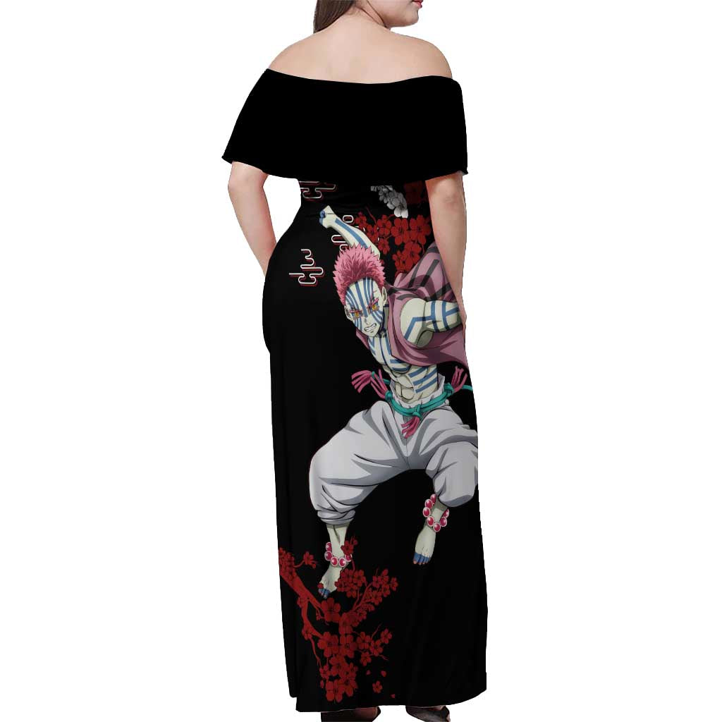 Akaza - Demon Slayer Off Shoulder Maxi Dress Anime Japan Style