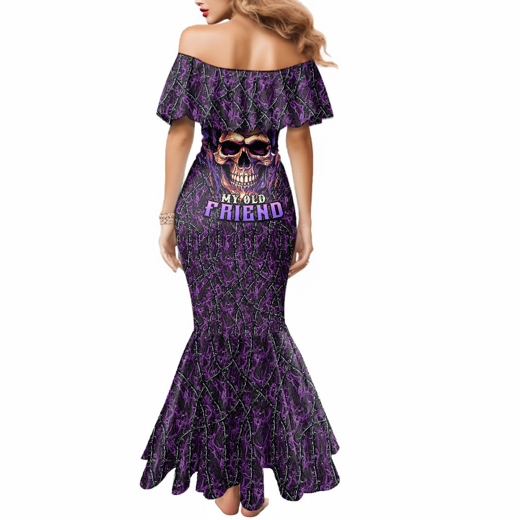 skull-mermaid-dress-hello-darkness-my-old-friend-horror-seamless-pattern-purple