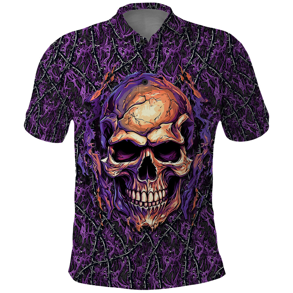 skull-polo-shirt-hello-darkness-my-old-friend-horror-seamless-pattern-purple