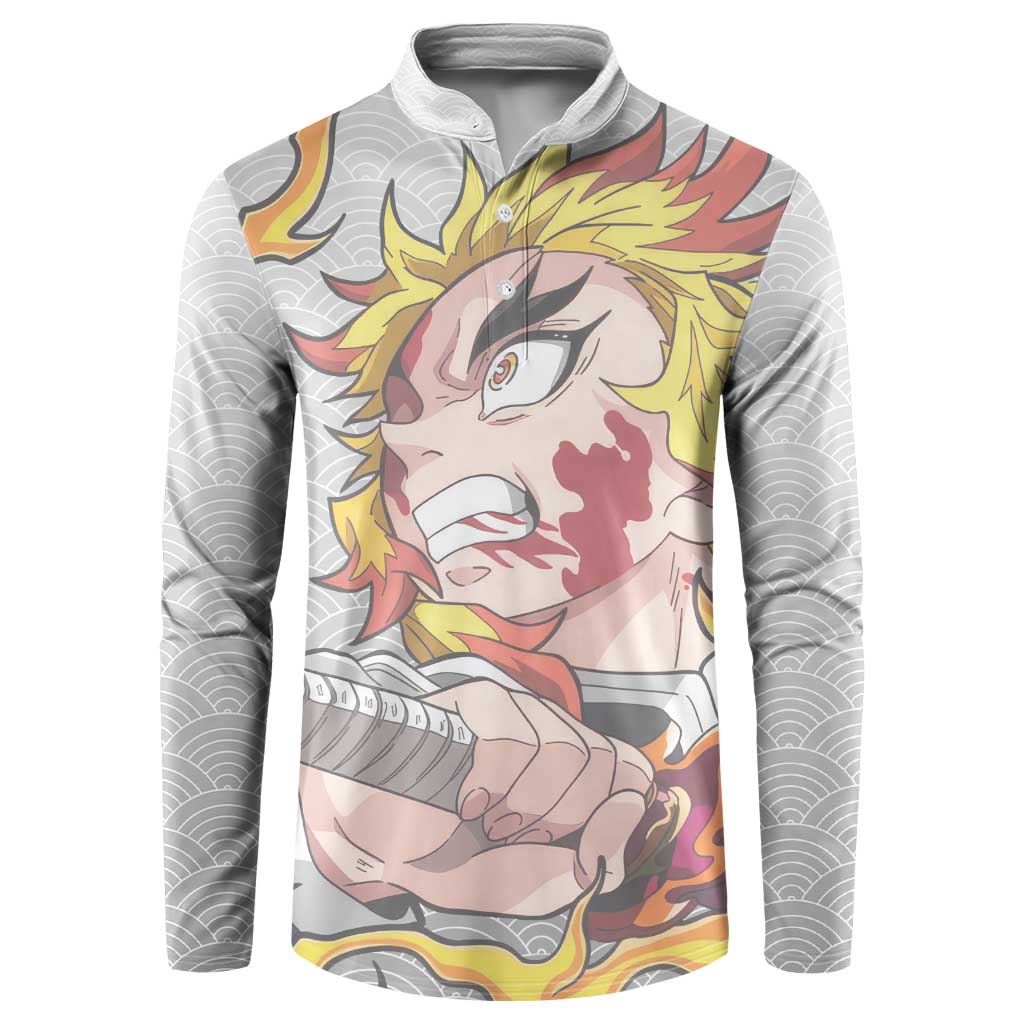 Rengoku Kyojuro - Demon Slayer Button Sweatshirt Anime Style