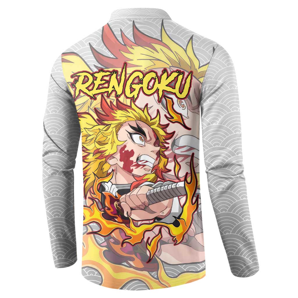 Rengoku Kyojuro - Demon Slayer Button Sweatshirt Anime Style
