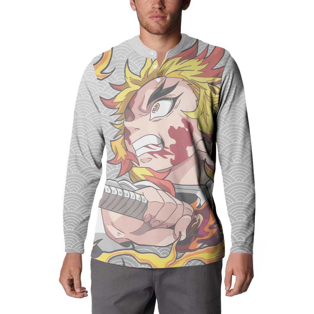 Rengoku Kyojuro - Demon Slayer Button Sweatshirt Anime Style