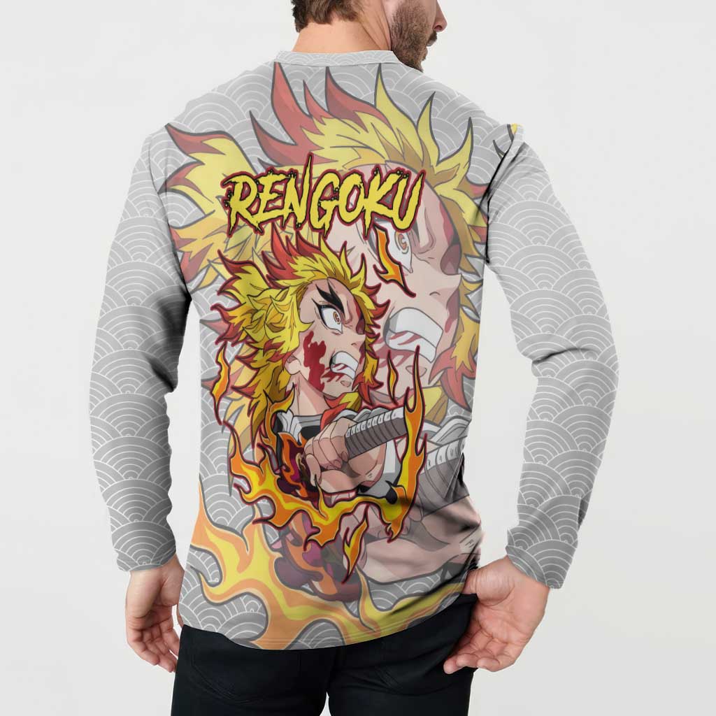 Rengoku Kyojuro - Demon Slayer Button Sweatshirt Anime Style