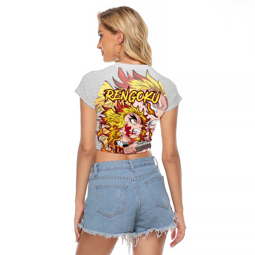 Rengoku Kyojuro - Demon Slayer Raglan Cropped T Shirt Anime Style