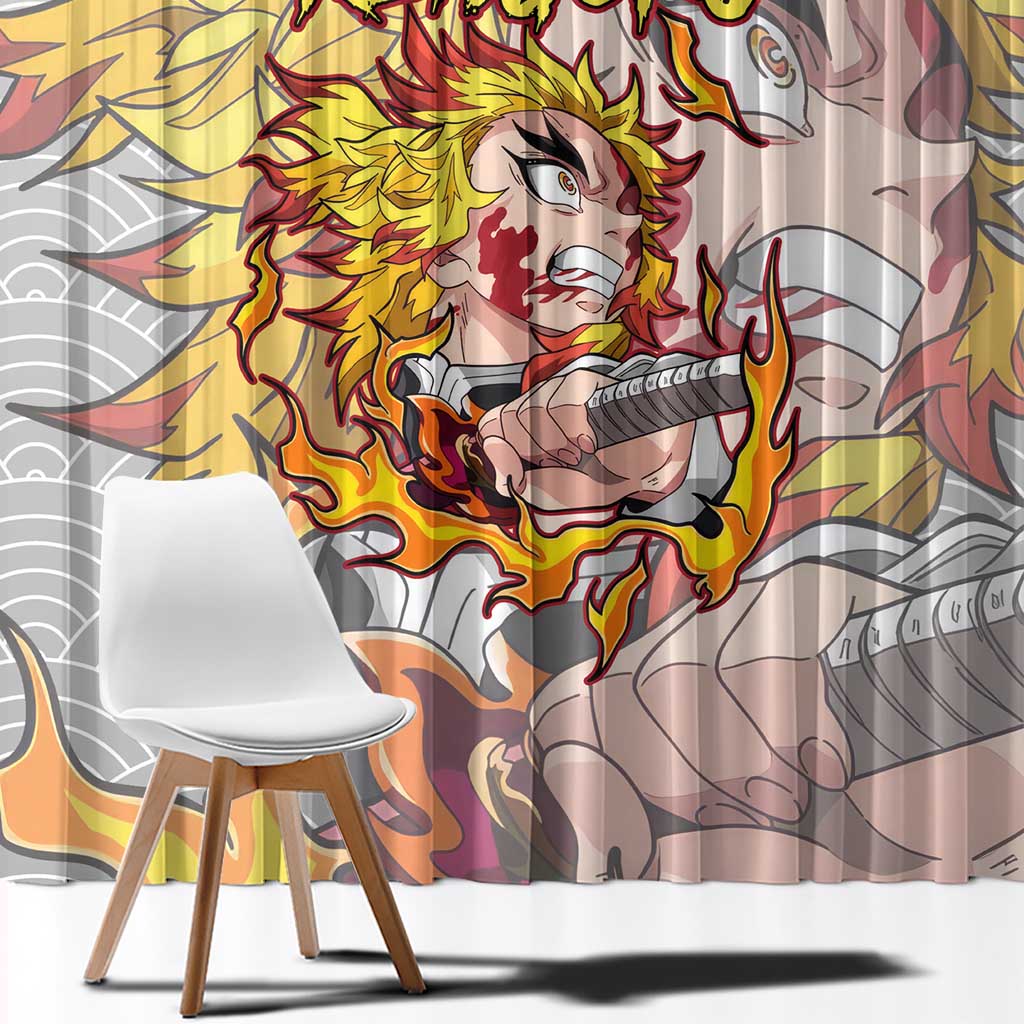 Rengoku Kyojuro - Demon Slayer Window Curtain Anime Style