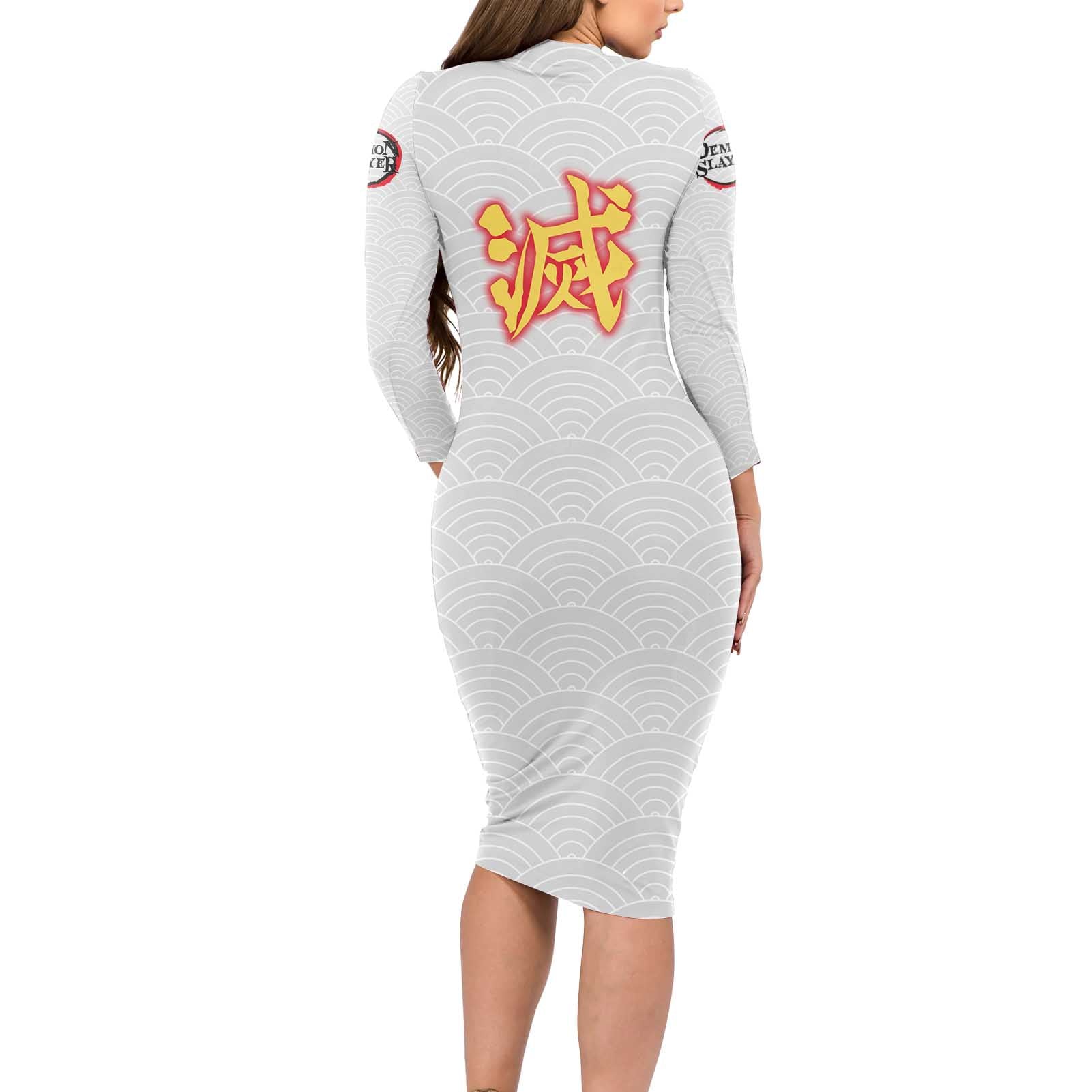 Rengoku Kyojuro - Demon Slayer Long Sleeve Bodycon Dress Anime Style