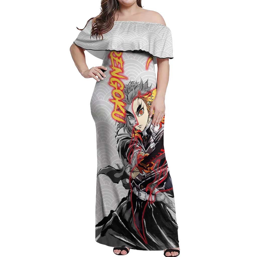 Rengoku Kyojuro - Demon Slayer Off Shoulder Maxi Dress Anime Style