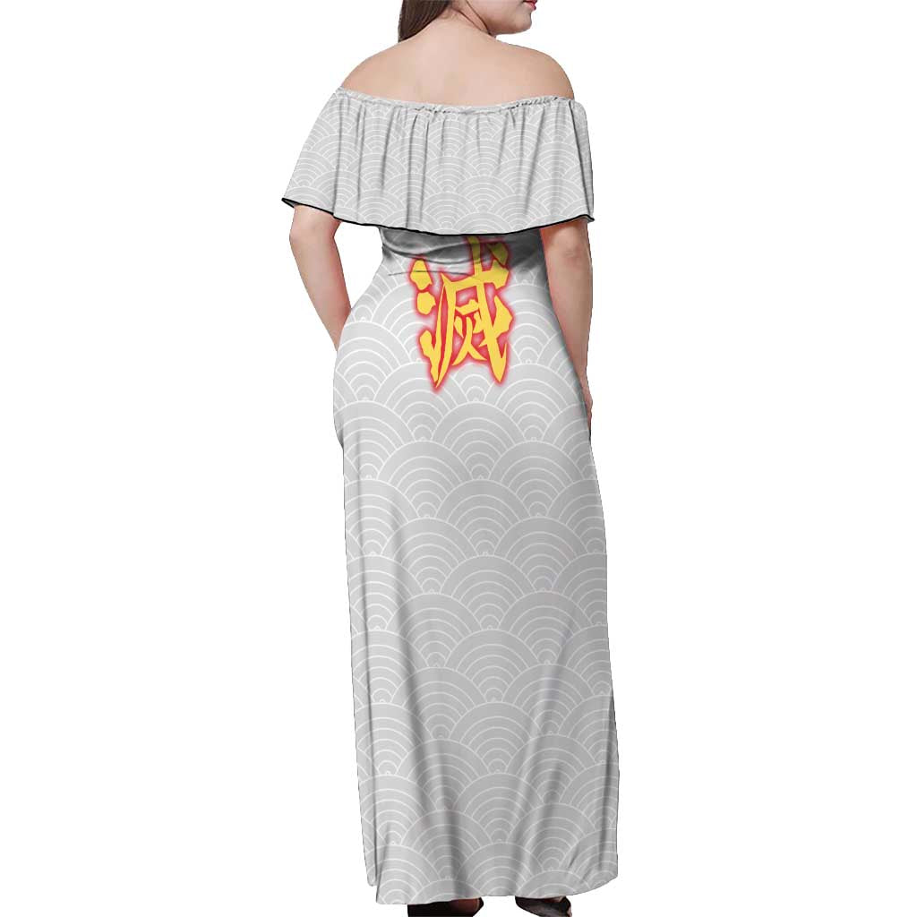 Rengoku Kyojuro - Demon Slayer Off Shoulder Maxi Dress Anime Style
