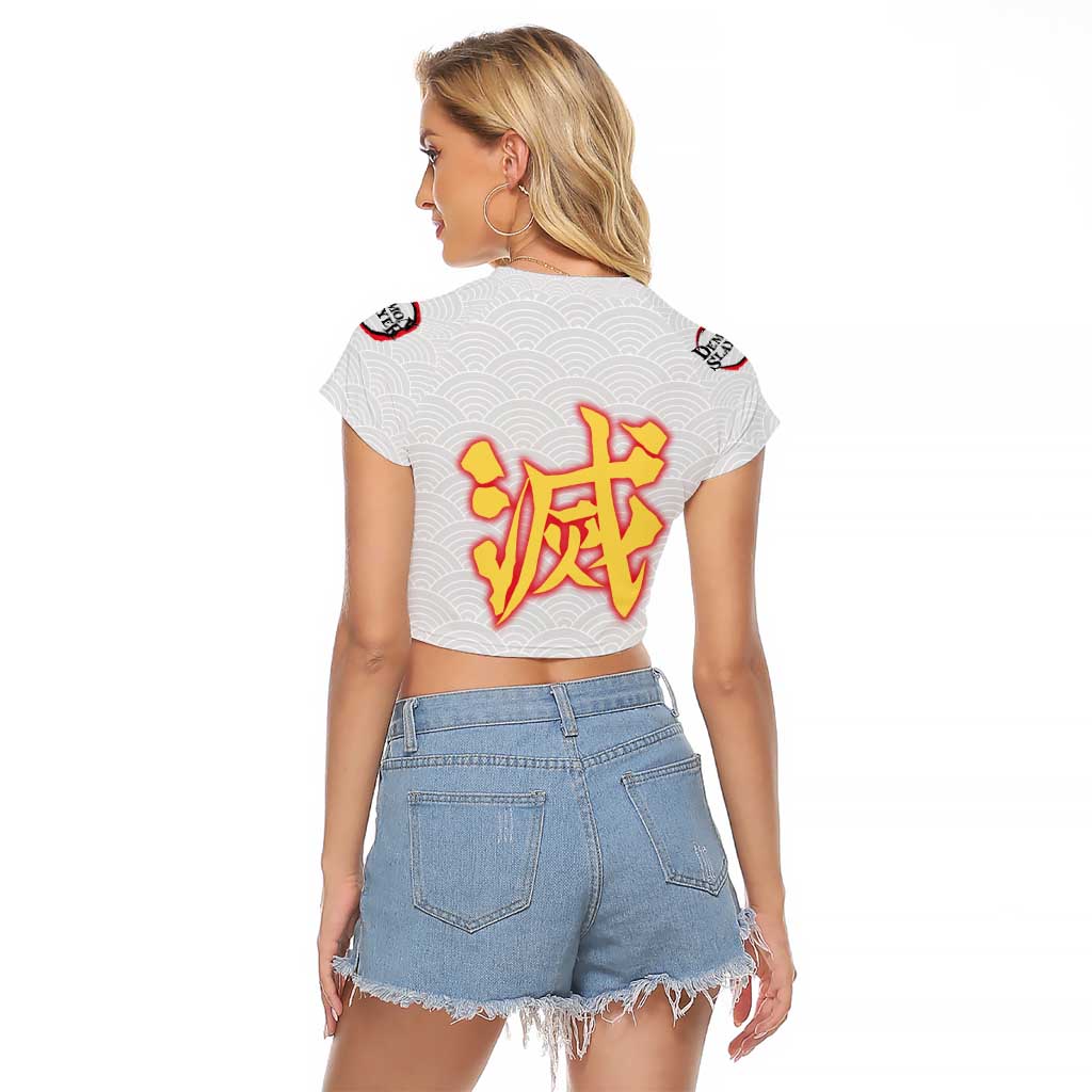 Rengoku Kyojuro - Demon Slayer Raglan Cropped T Shirt Anime Style
