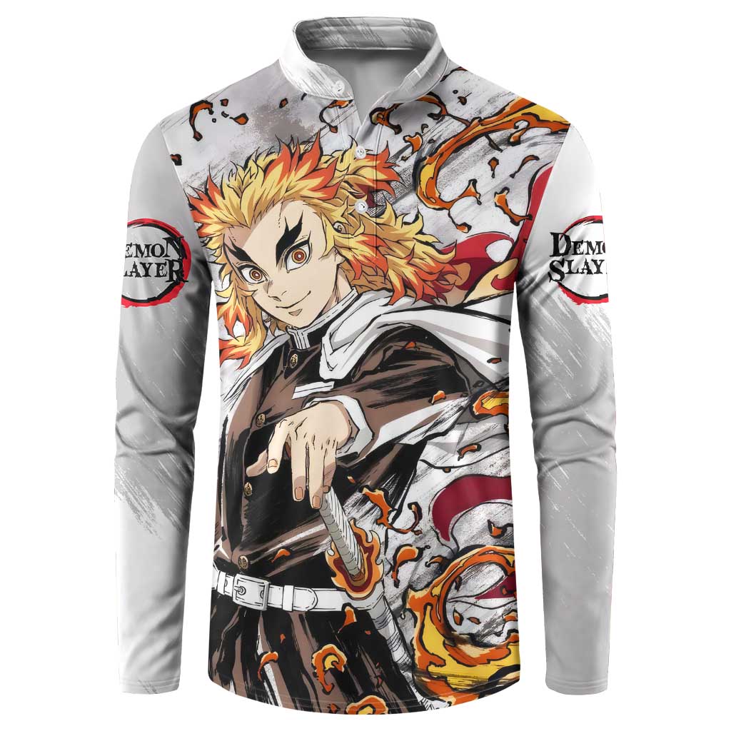Rengoku Kyojuro - Demon Slayer Button Sweatshirt Anime Style
