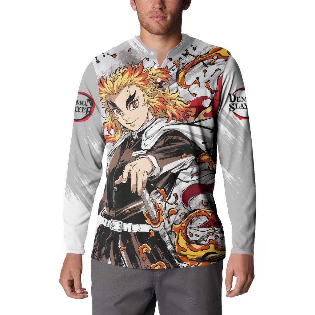 Rengoku Kyojuro - Demon Slayer Button Sweatshirt Anime Style