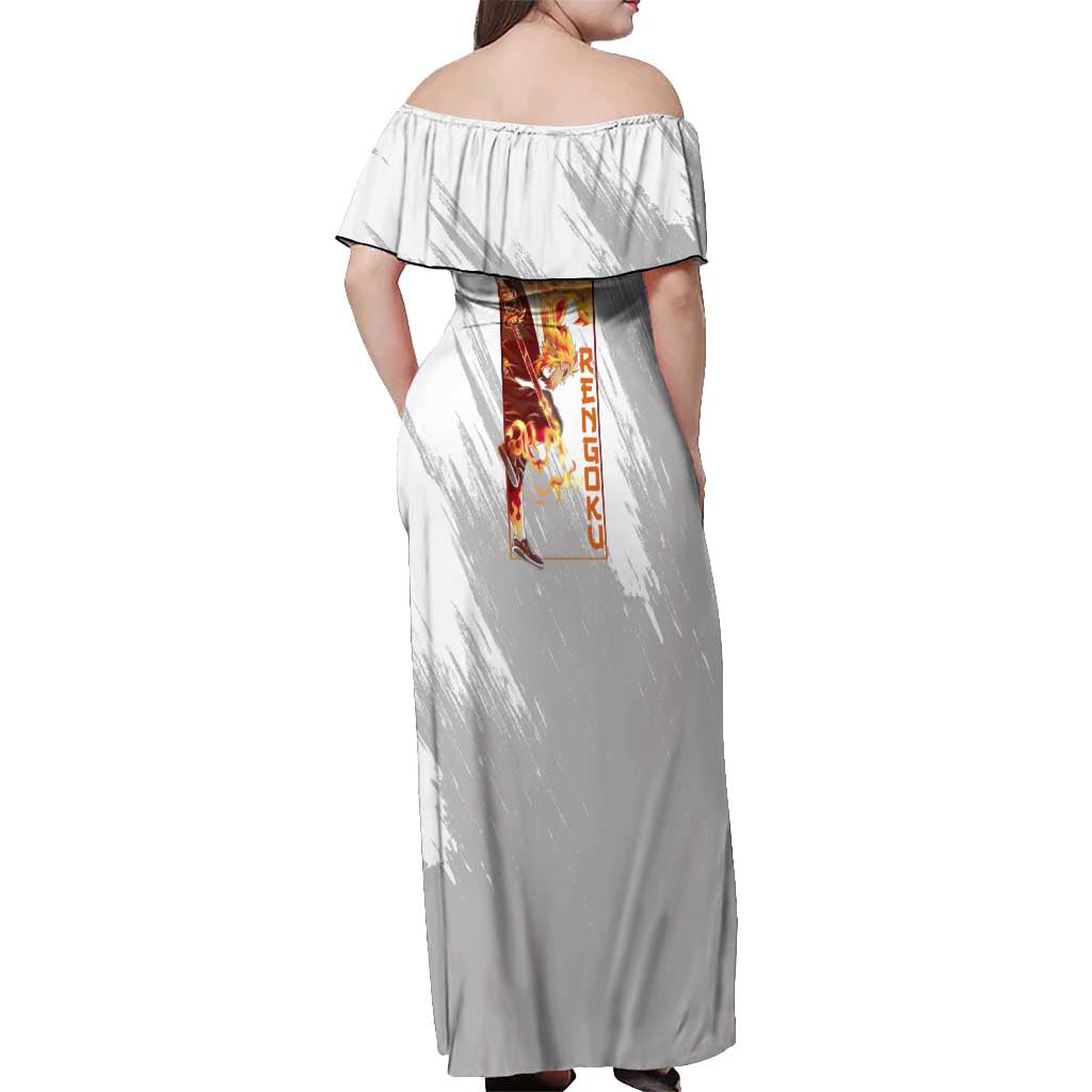 Rengoku Kyojuro - Demon Slayer Off Shoulder Maxi Dress Anime Style