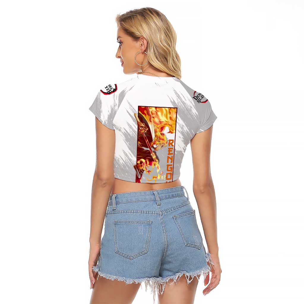 Rengoku Kyojuro - Demon Slayer Raglan Cropped T Shirt Anime Style