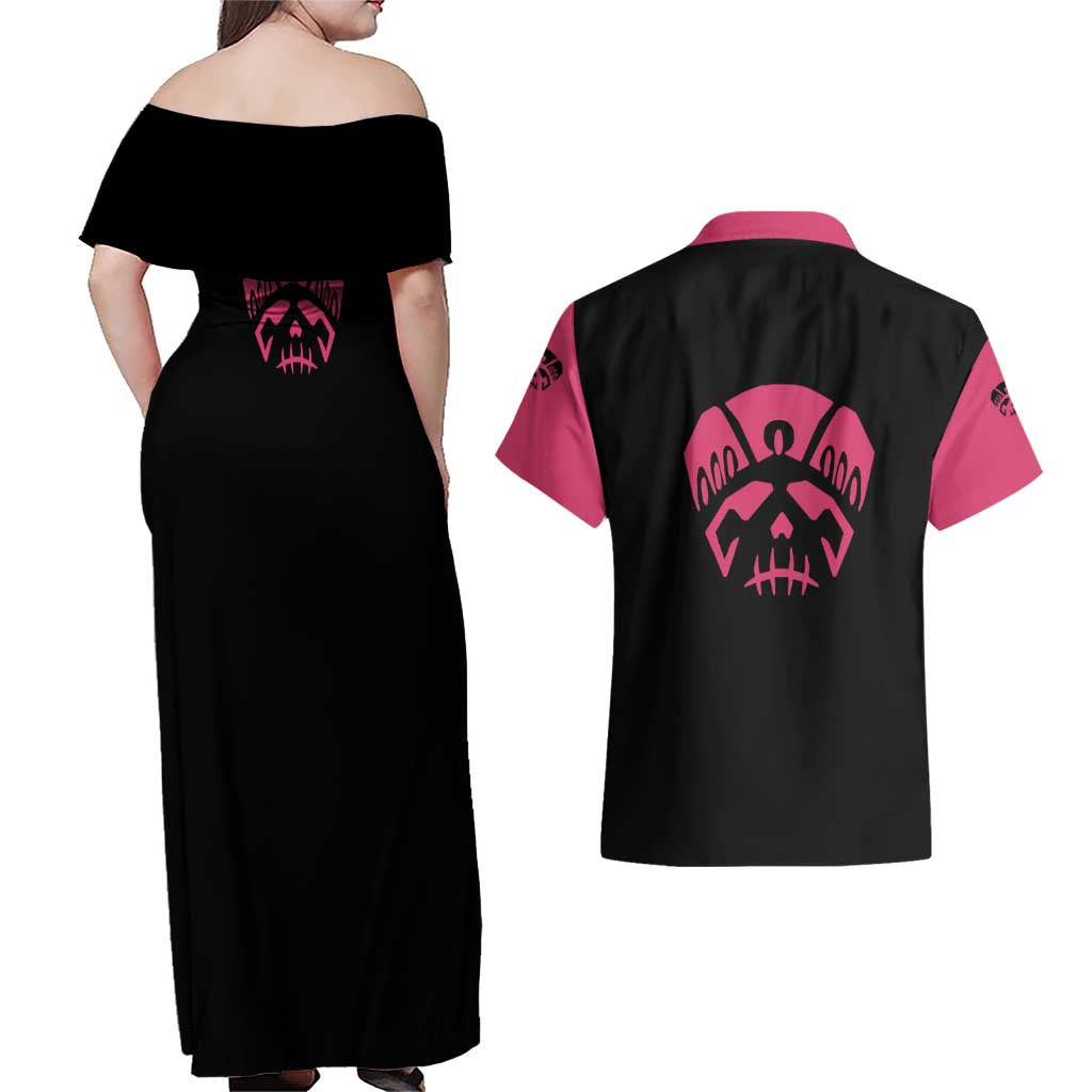Katakuri - One Piece Couples Matching Off Shoulder Maxi Dress and Hawaiian Shirt Anime Mix Manga Style