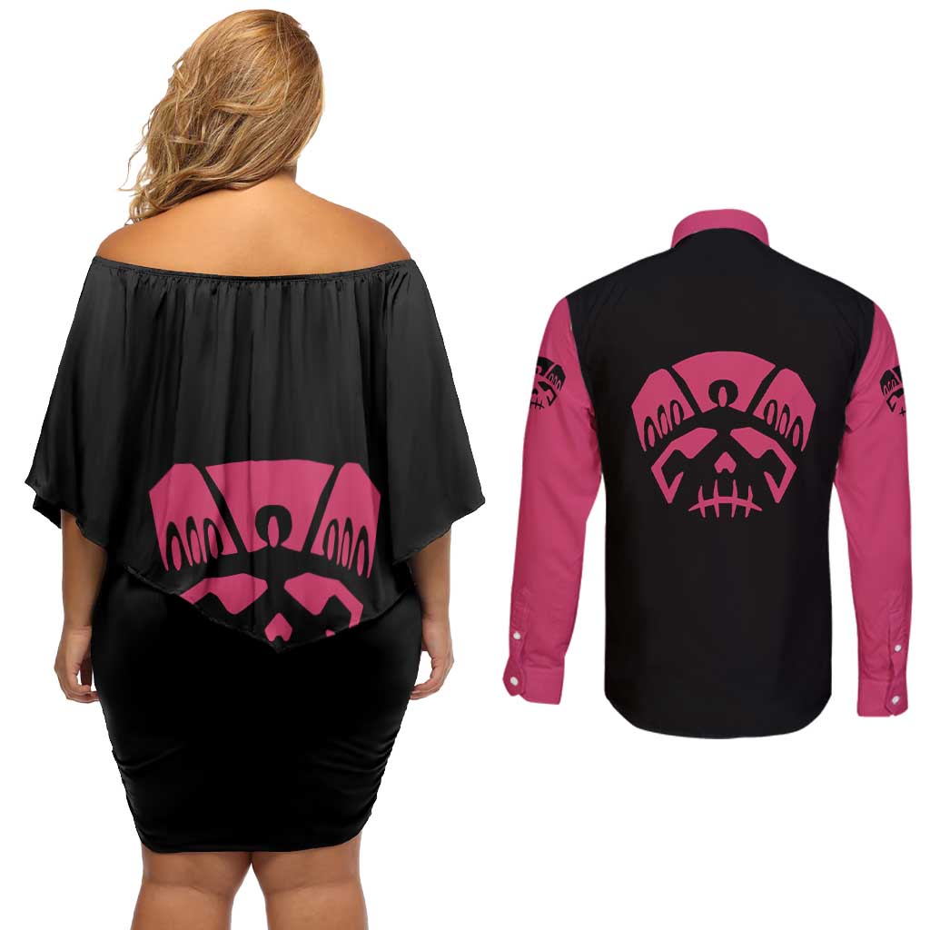 Katakuri - One Piece Couples Matching Off Shoulder Short Dress and Long Sleeve Button Shirt Anime Mix Manga Style