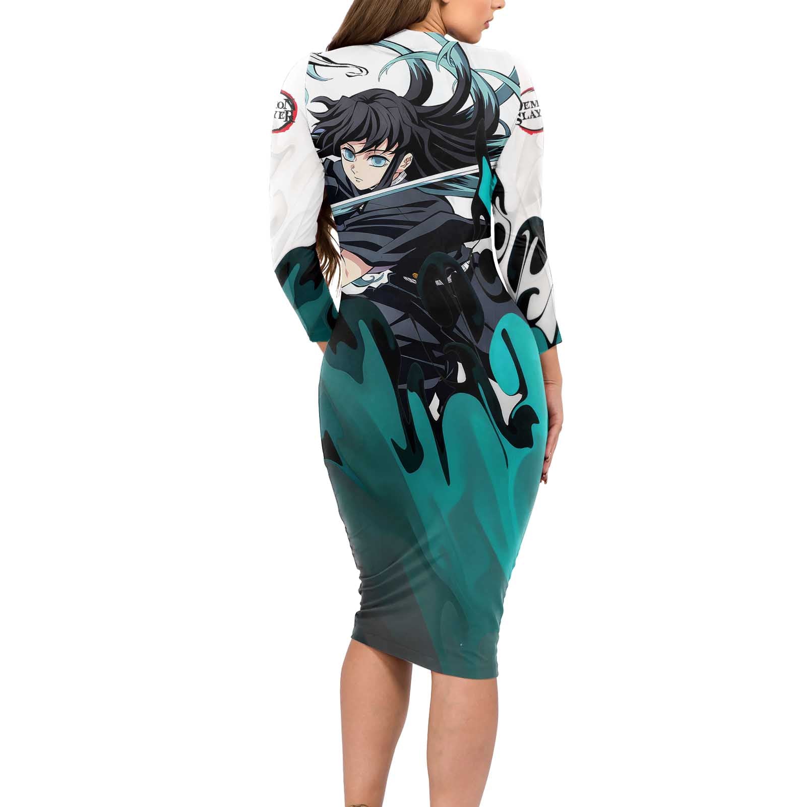 Muichiro Tokito - Demon Slayer Long Sleeve Bodycon Dress Anime Style