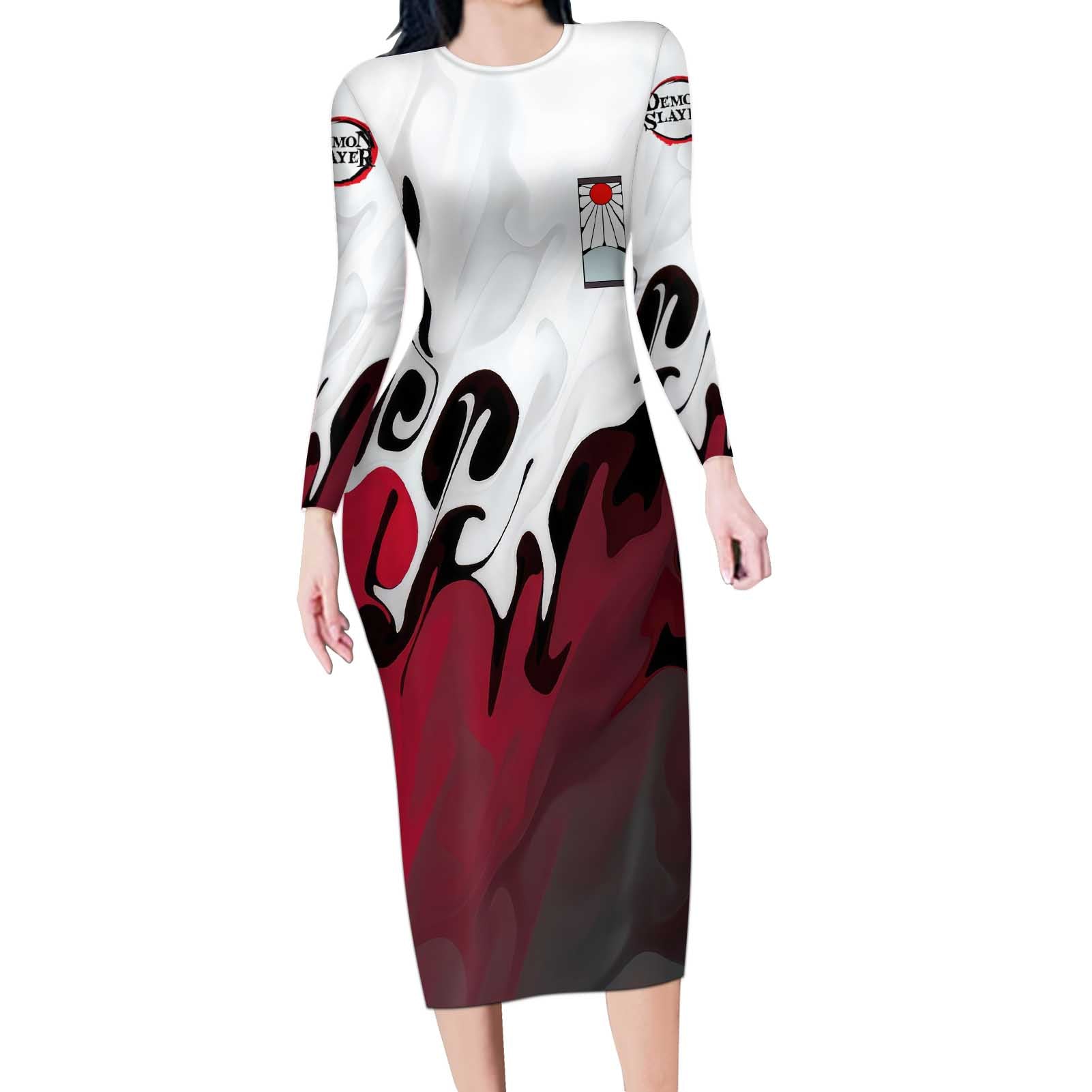 Yoriichi Tsugikuni - Demon Slayer Long Sleeve Bodycon Dress Anime Style