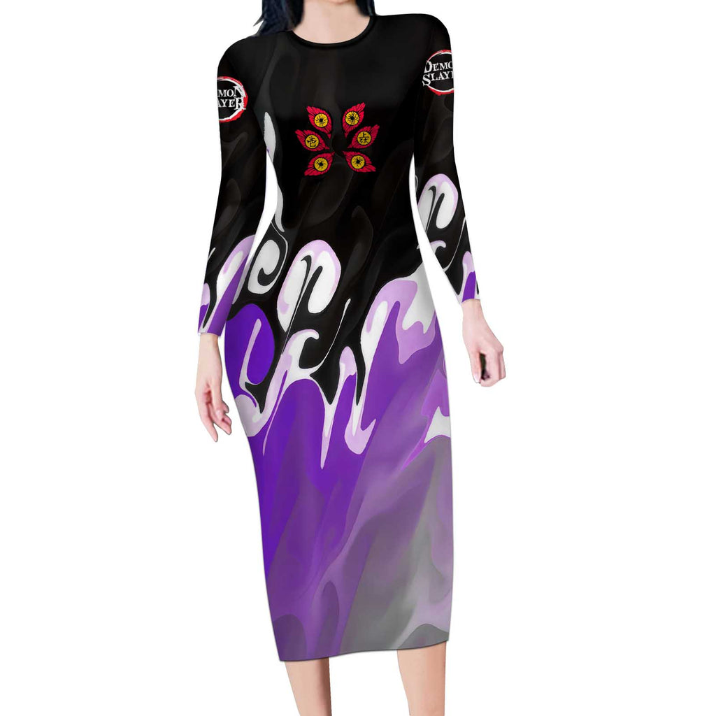 Kokushibo - Demon Slayer Long Sleeve Bodycon Dress Anime Style