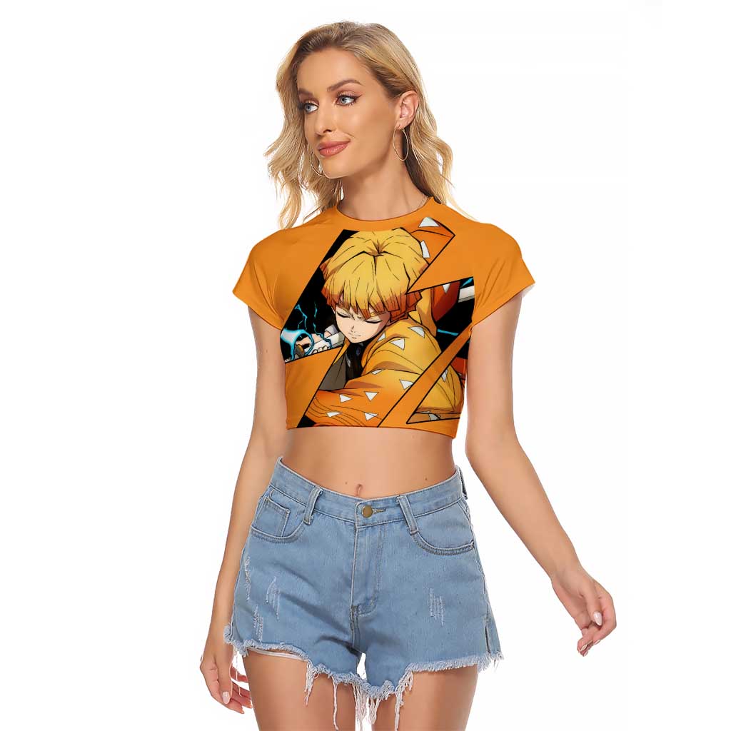 Zenitsu - Demon Slayer Raglan Cropped T Shirt Anime Style