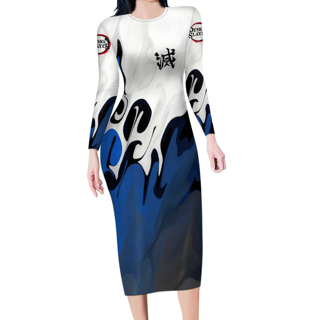 Tomioka Gyu - Demon Slayer Long Sleeve Bodycon Dress Anime Style