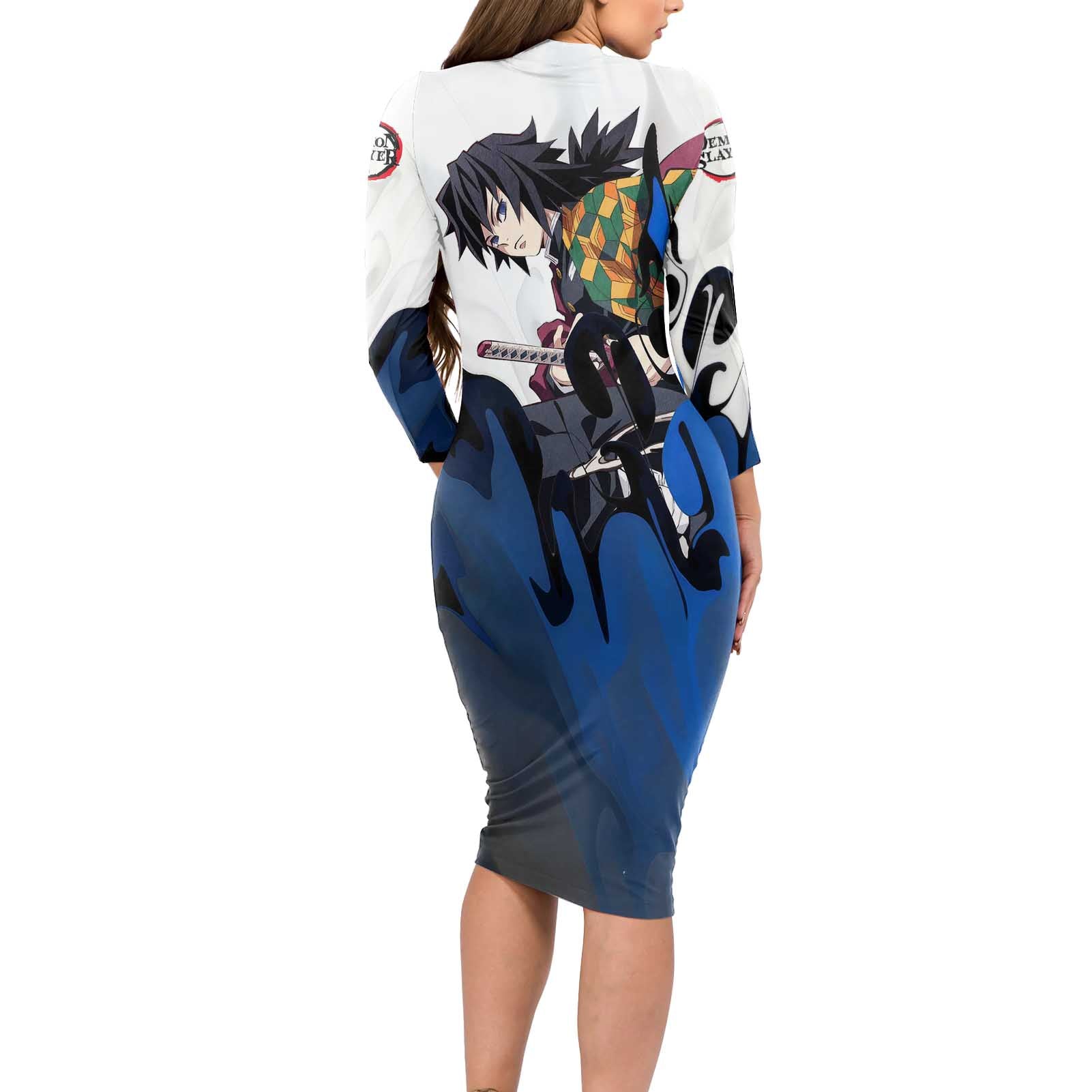 Tomioka Gyu - Demon Slayer Long Sleeve Bodycon Dress Anime Style