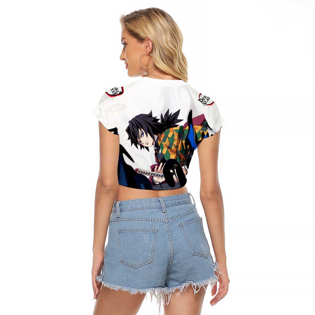 Tomioka Gyu - Demon Slayer Raglan Cropped T Shirt Anime Style