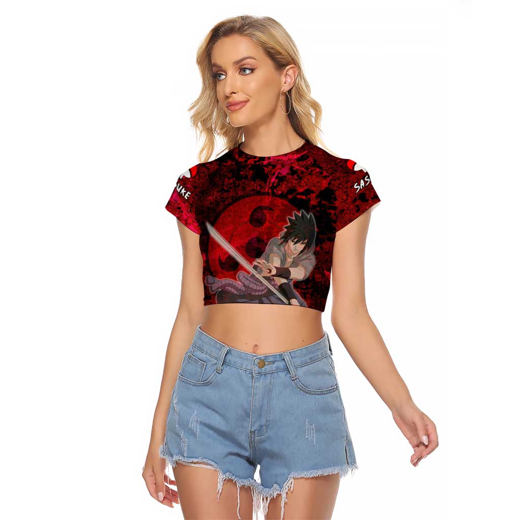 Uchiha Sasuke - Naruto Raglan Cropped T Shirt Anime Style
