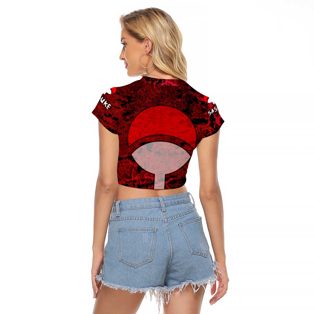 Uchiha Sasuke - Naruto Raglan Cropped T Shirt Anime Style