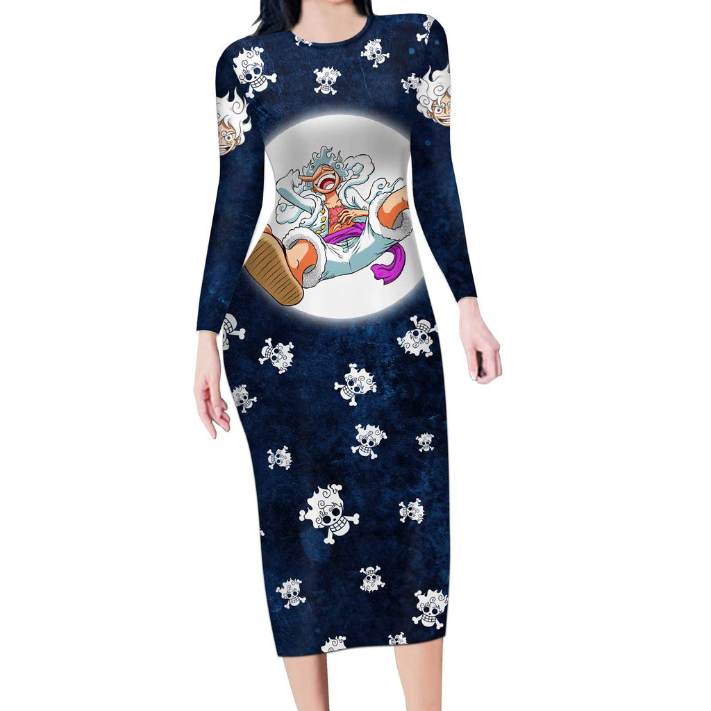Luffy Gear 5 - One Piece Long Sleeve Bodycon Dress Anime Style