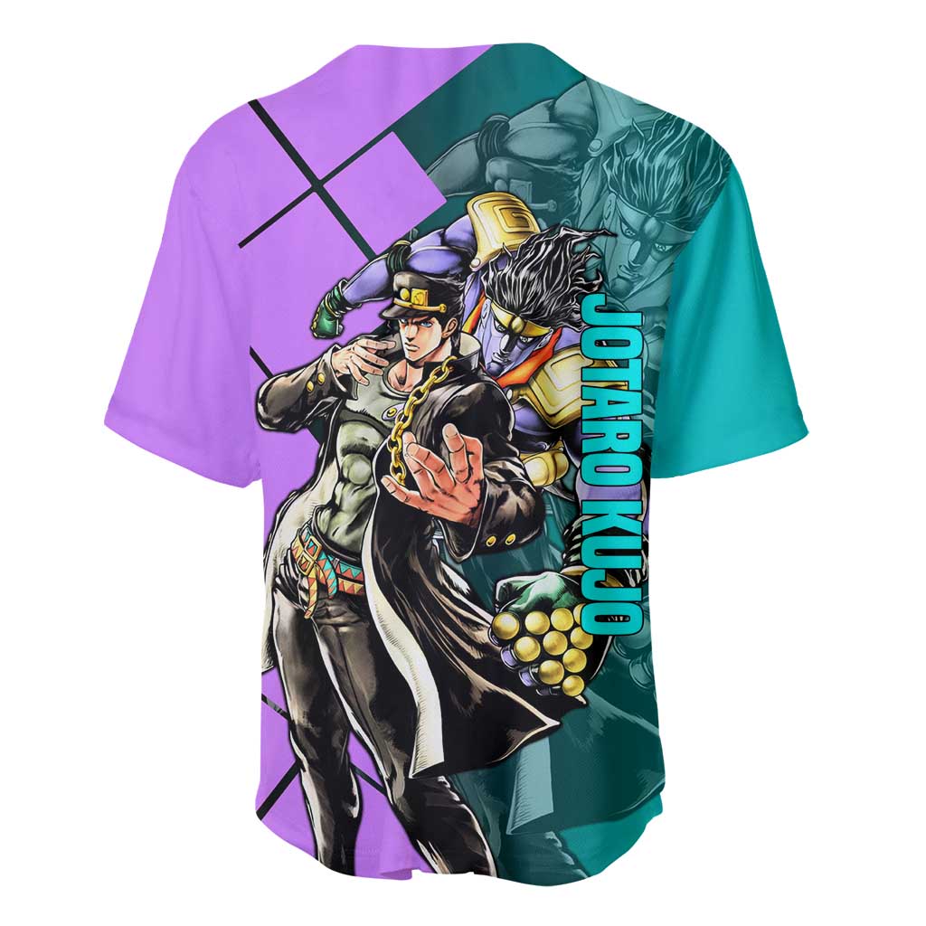 Jotaro Kujo JoJo's Bizarre Adventure Baseball Jersey with Star Platinum Pose and Bold Action Design - The Mazicc