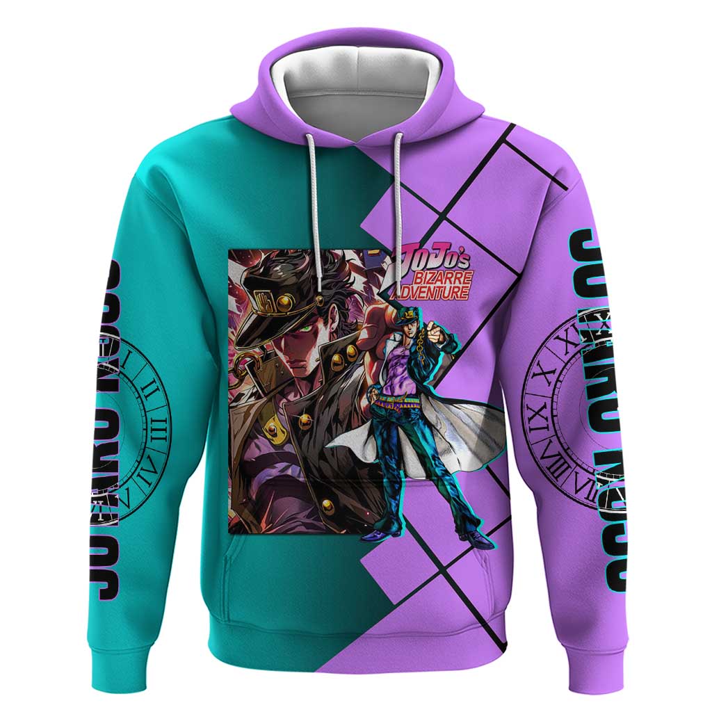 Jotaro Kujo JoJo's Bizarre Adventure Hoodie with Star Platinum Pose and Bold Action Design - The Mazicc