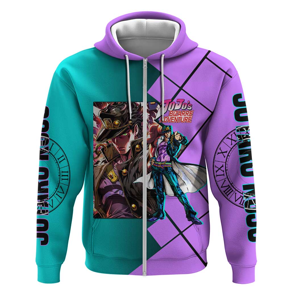 Jotaro Kujo JoJo's Bizarre Adventure Hoodie with Star Platinum Pose and Bold Action Design - The Mazicc