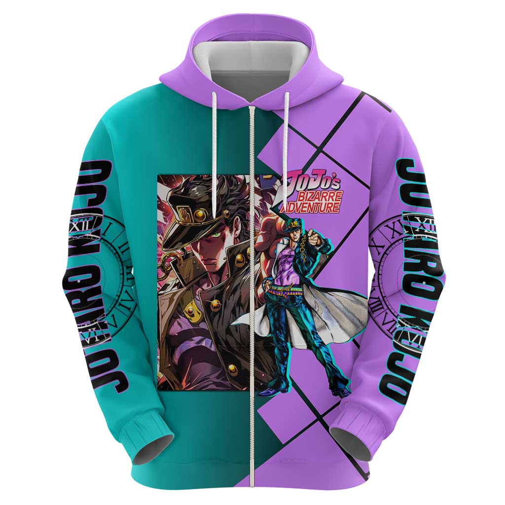 Jotaro Kujo JoJo's Bizarre Adventure Hoodie with Star Platinum Pose and Bold Action Design - The Mazicc