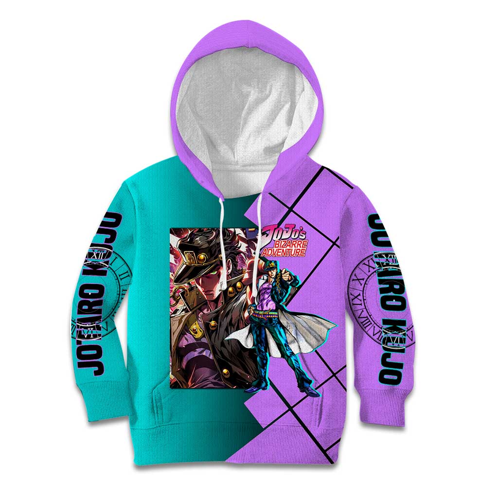 Jotaro Kujo JoJo's Bizarre Adventure Kid Hoodie with Star Platinum Pose and Bold Action Design - The Mazicc