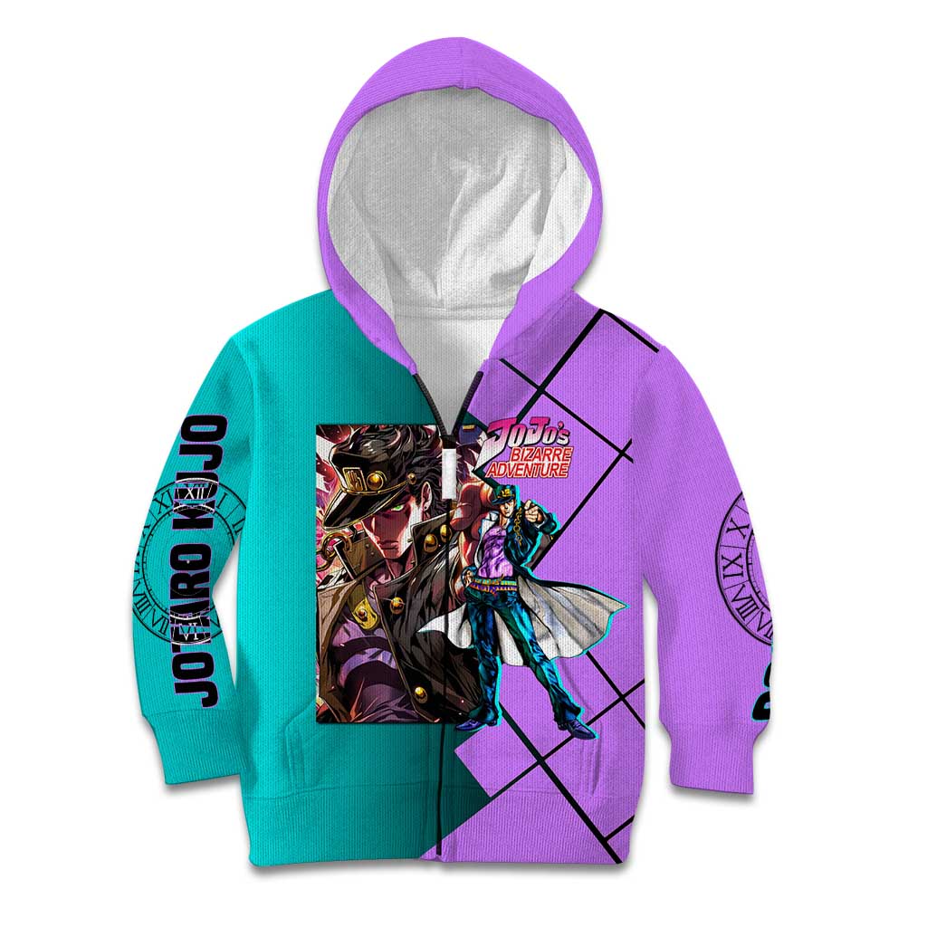 Jotaro Kujo JoJo's Bizarre Adventure Kid Hoodie with Star Platinum Pose and Bold Action Design - The Mazicc