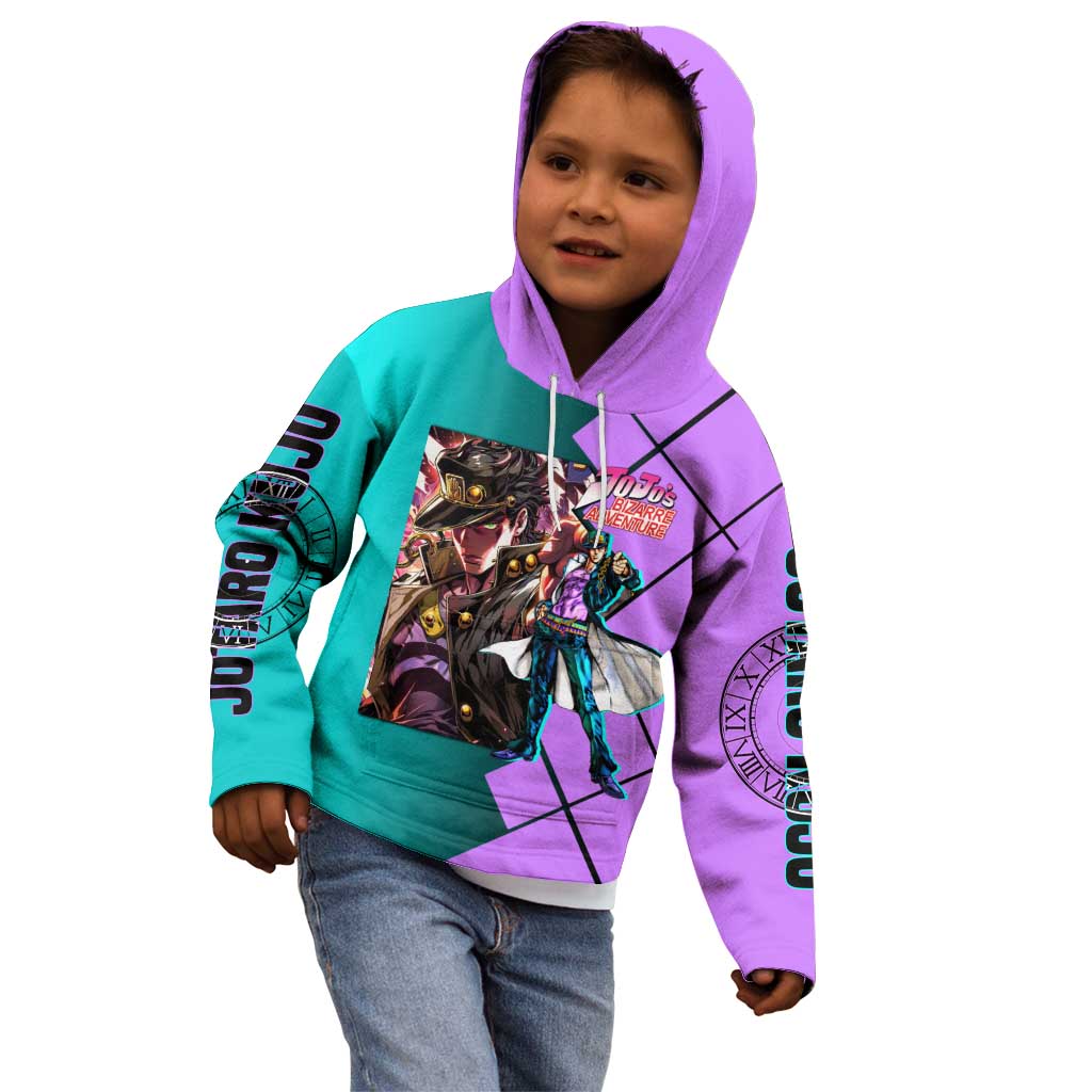 Jotaro Kujo JoJo's Bizarre Adventure Kid Hoodie with Star Platinum Pose and Bold Action Design - The Mazicc